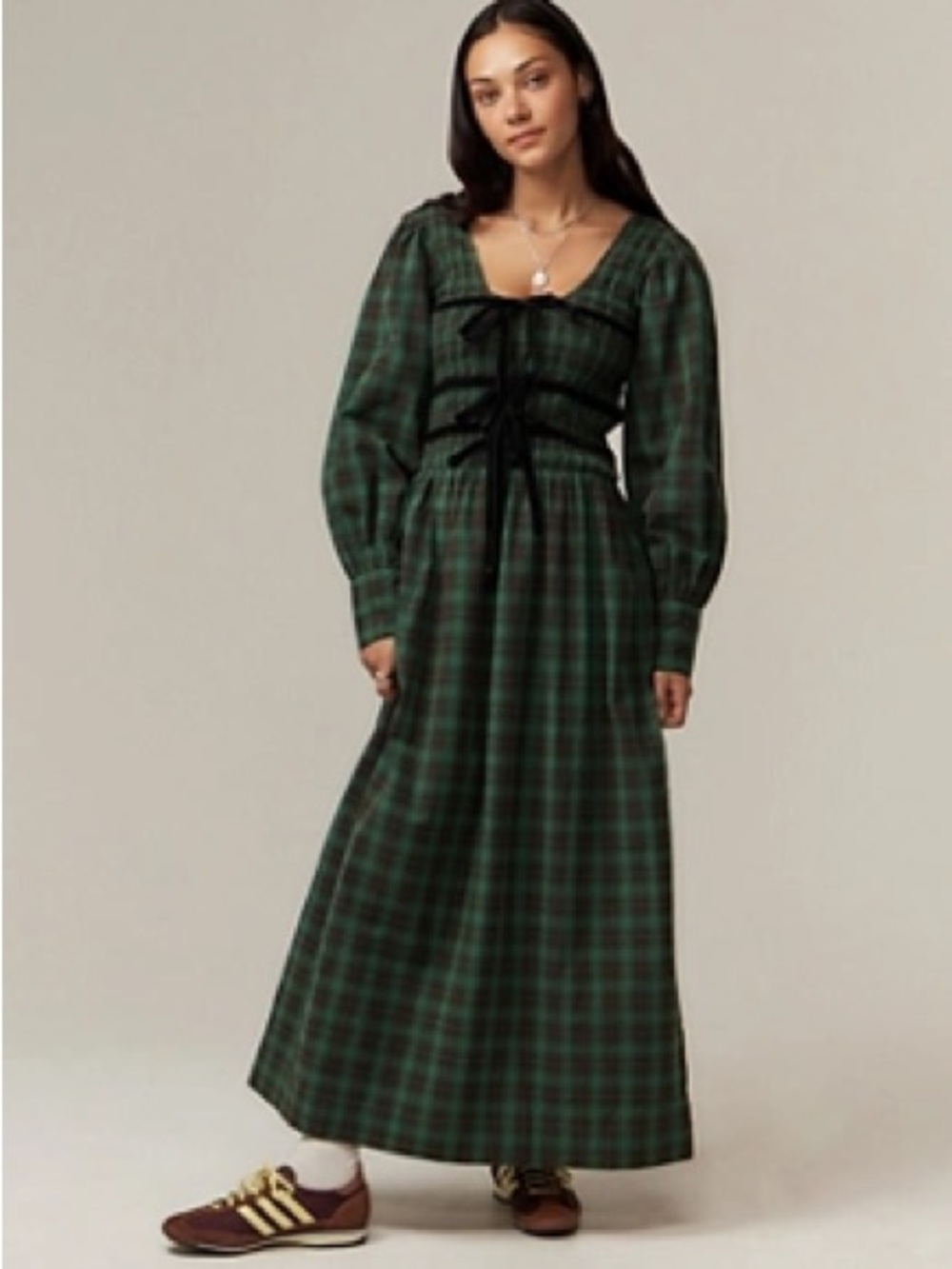 Damson Madder Green Bow Dress